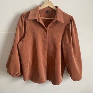Icône micro-corduroy button down shirt stretch, dusty rose. Super soft EUC